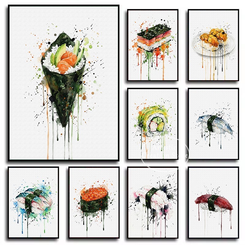 Japanese Lifestyle And Food - Watercolor Japanese Food Eel Sushi Nigiri