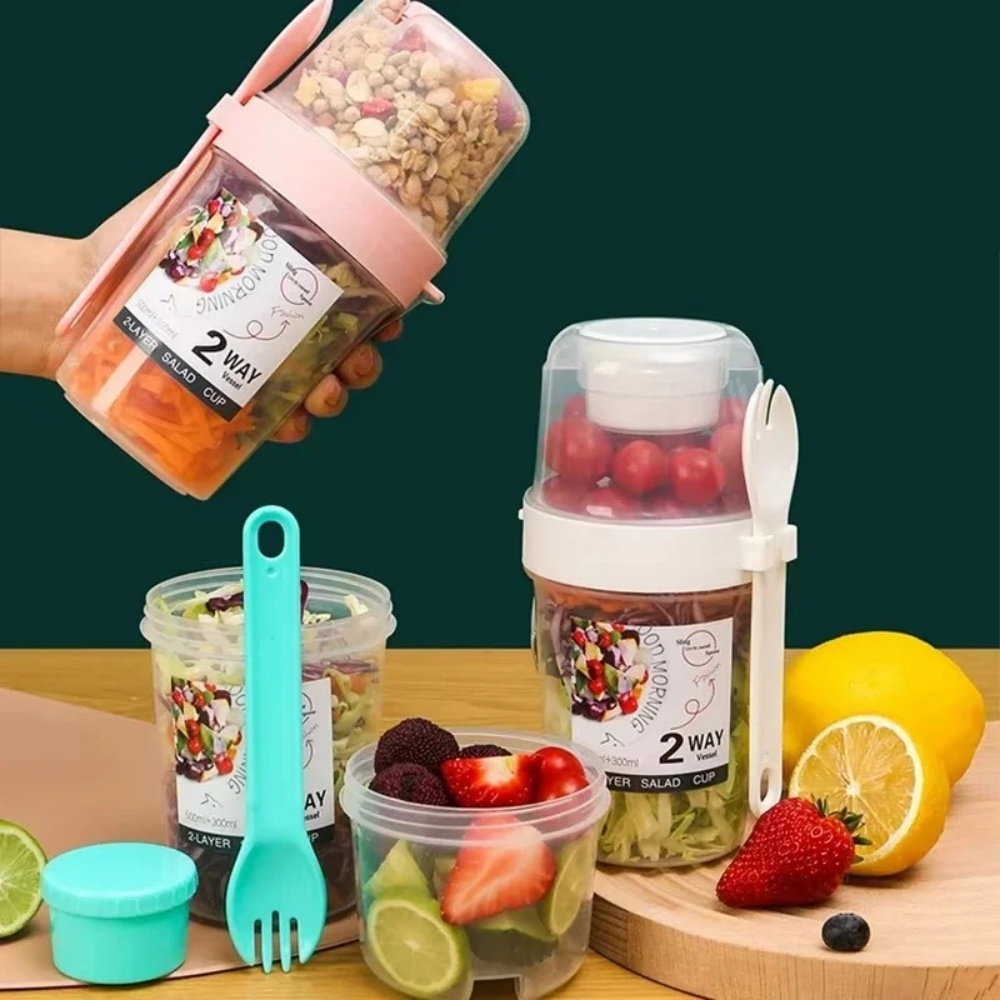 Portable Salad Cup Breakfast C - Bento Box Two Tier ulasan dan harga