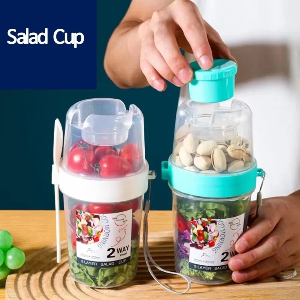 Portable Salad Cup Breakfast C - Bento Box Two Tier ulasan dan harga