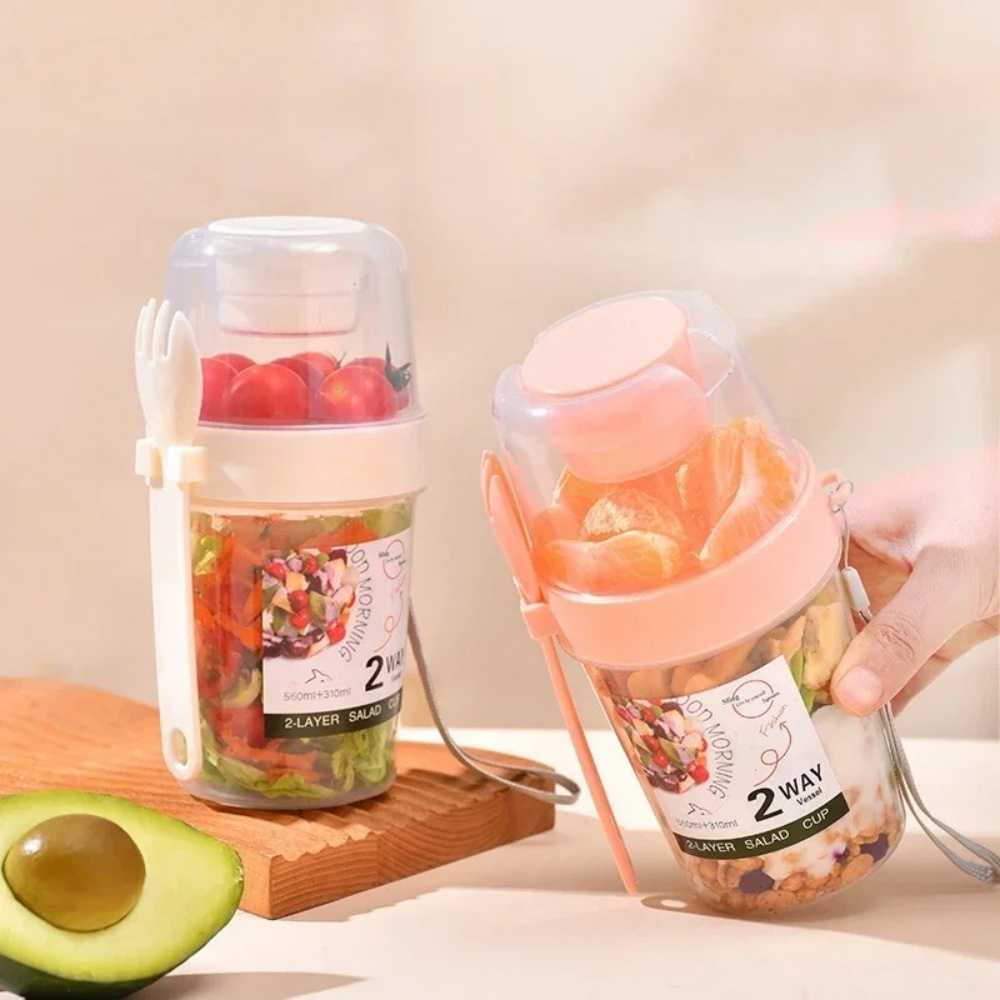 Portable Salad Cup Breakfast C - Bento Box Two Tier ulasan dan harga