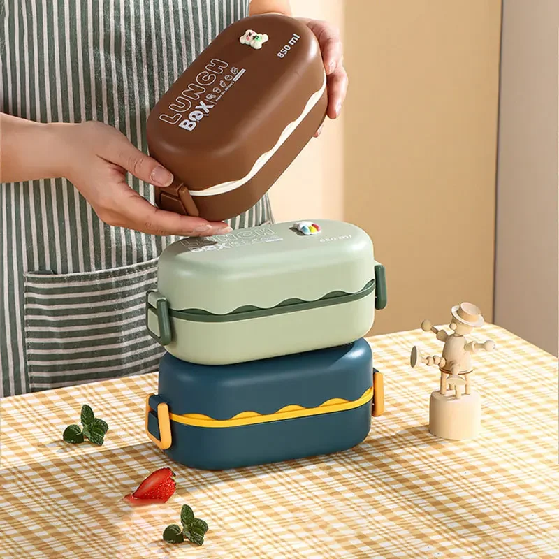 850ML Lunch Box Double-layer P - Bento Box Two Tier ulasan dan harga