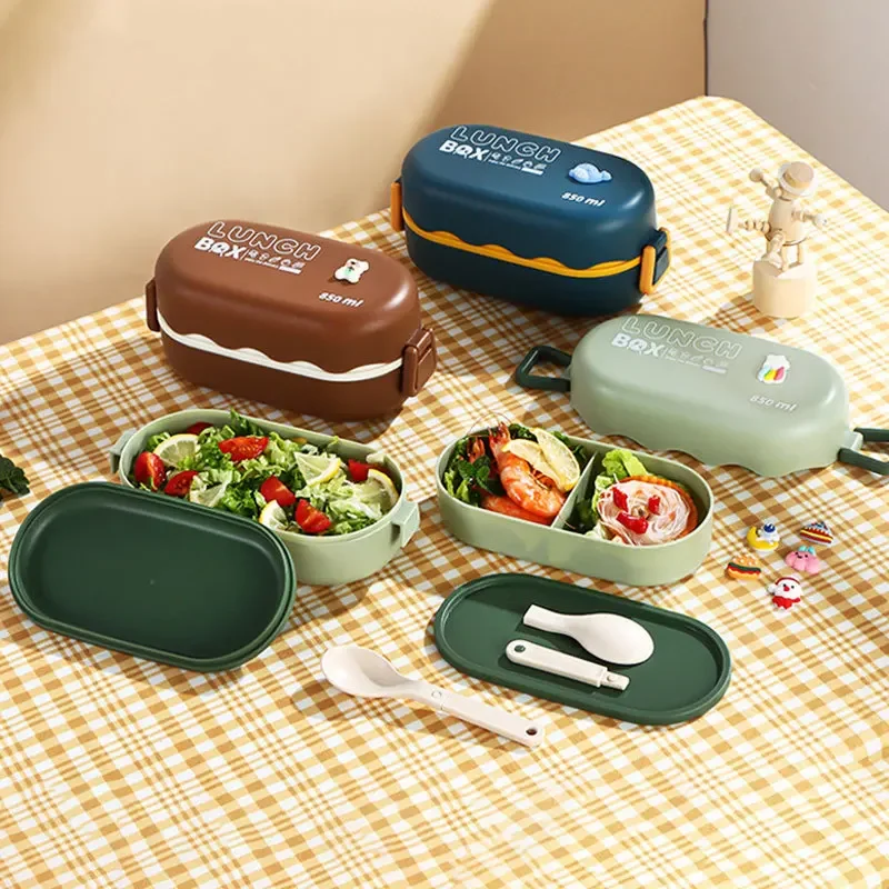 850ML Lunch Box Double-layer P - Bento Box Two Tier ulasan dan harga