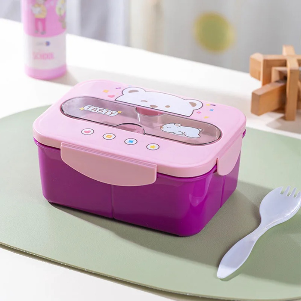 Plastic Lunch Box with Fork BP - Bento Box Two Tier ulasan dan harga