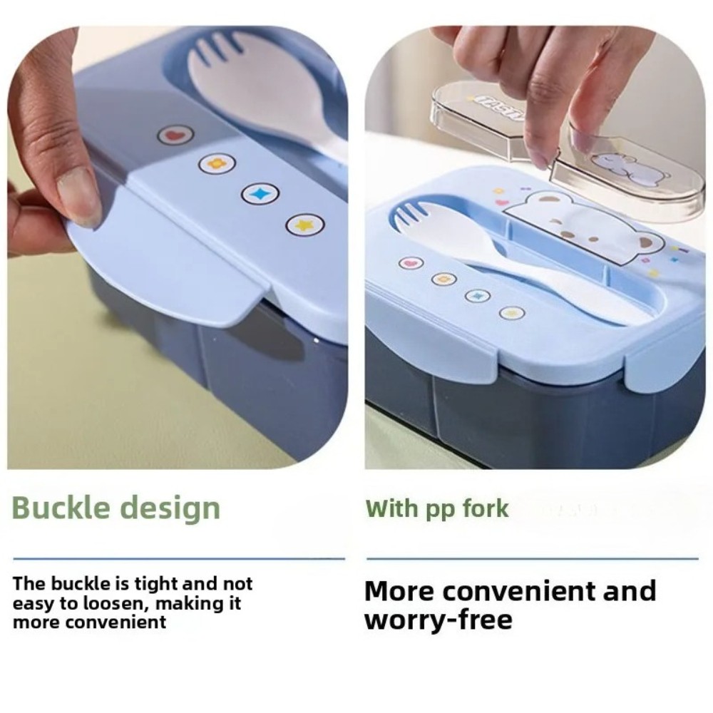 Plastic Lunch Box with Fork BP - Bento Box Two Tier ulasan dan harga
