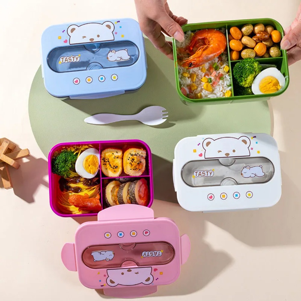 Plastic Lunch Box with Fork BP - Bento Box Two Tier ulasan dan harga