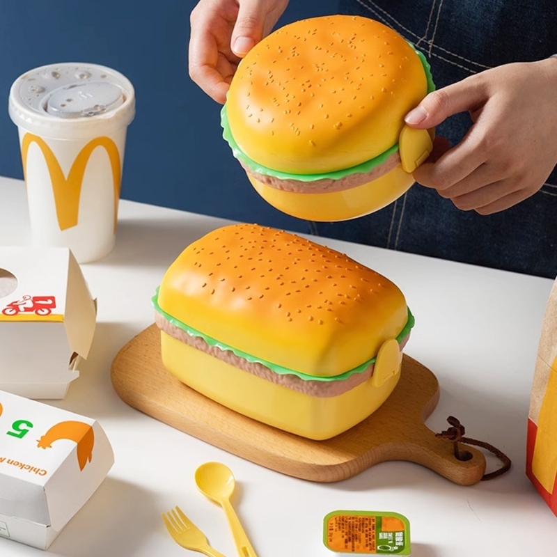 Hamburger Lunch Box Double Tie - Bento Box Two Tier ulasan dan harga