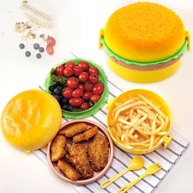 Hamburger Lunch Box Double Tie - Bento Box Two Tier ulasan dan harga