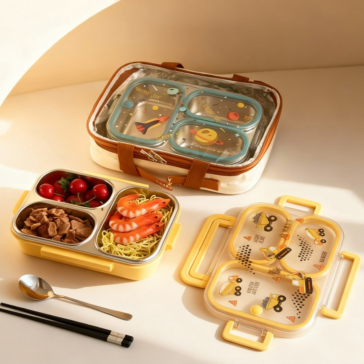 Large Capacity Cartoon Childre - Bento Box Two Tier ulasan dan harga